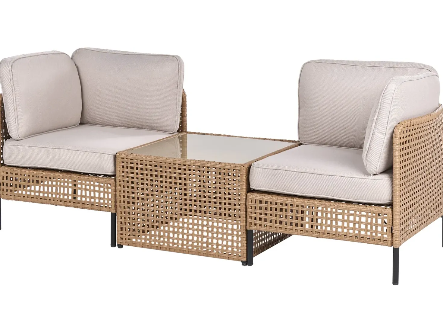 Divano da giardino con tavolo 2 posti OMEGANA Rattan sintetico (PE) Beige chiaro