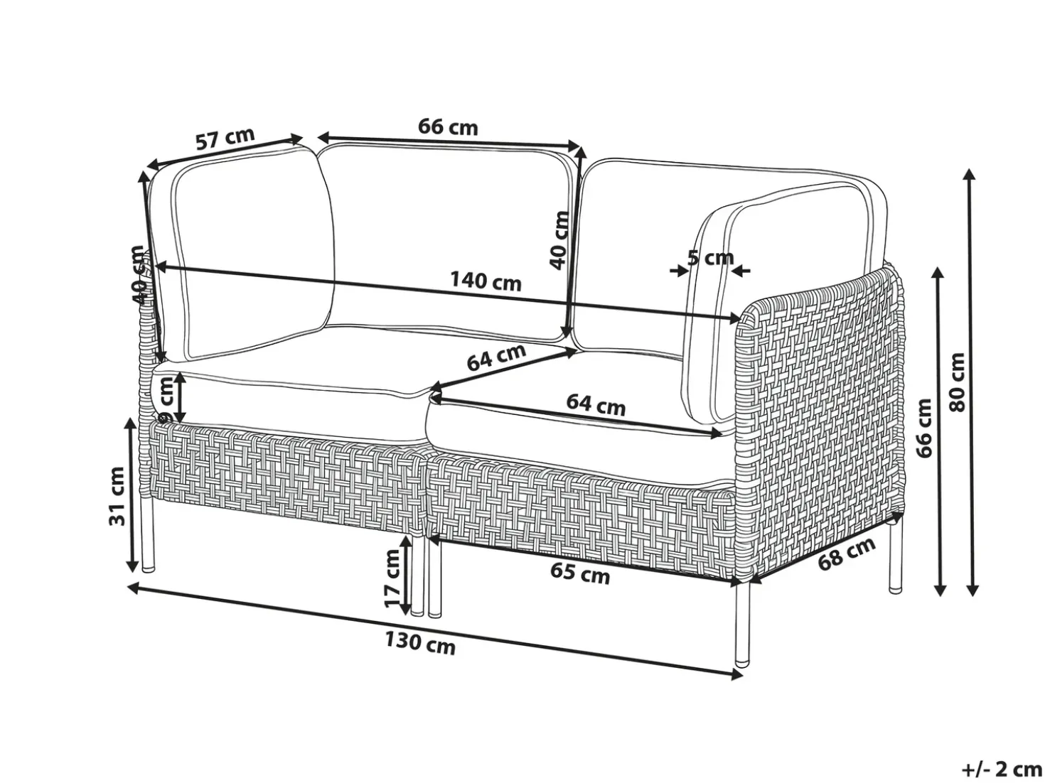Divano da giardino con tavolo 2 posti OMEGANA Rattan sintetico (PE) Beige chiaro
