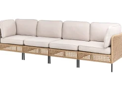 Divano da giardino con tavolo 4 posti OMEGANA Modulare Rattan sintetico (PE) Beige chiaro