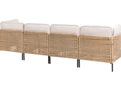 Divano da giardino con tavolo 4 posti OMEGANA Modulare Rattan sintetico (PE) Beige chiaro