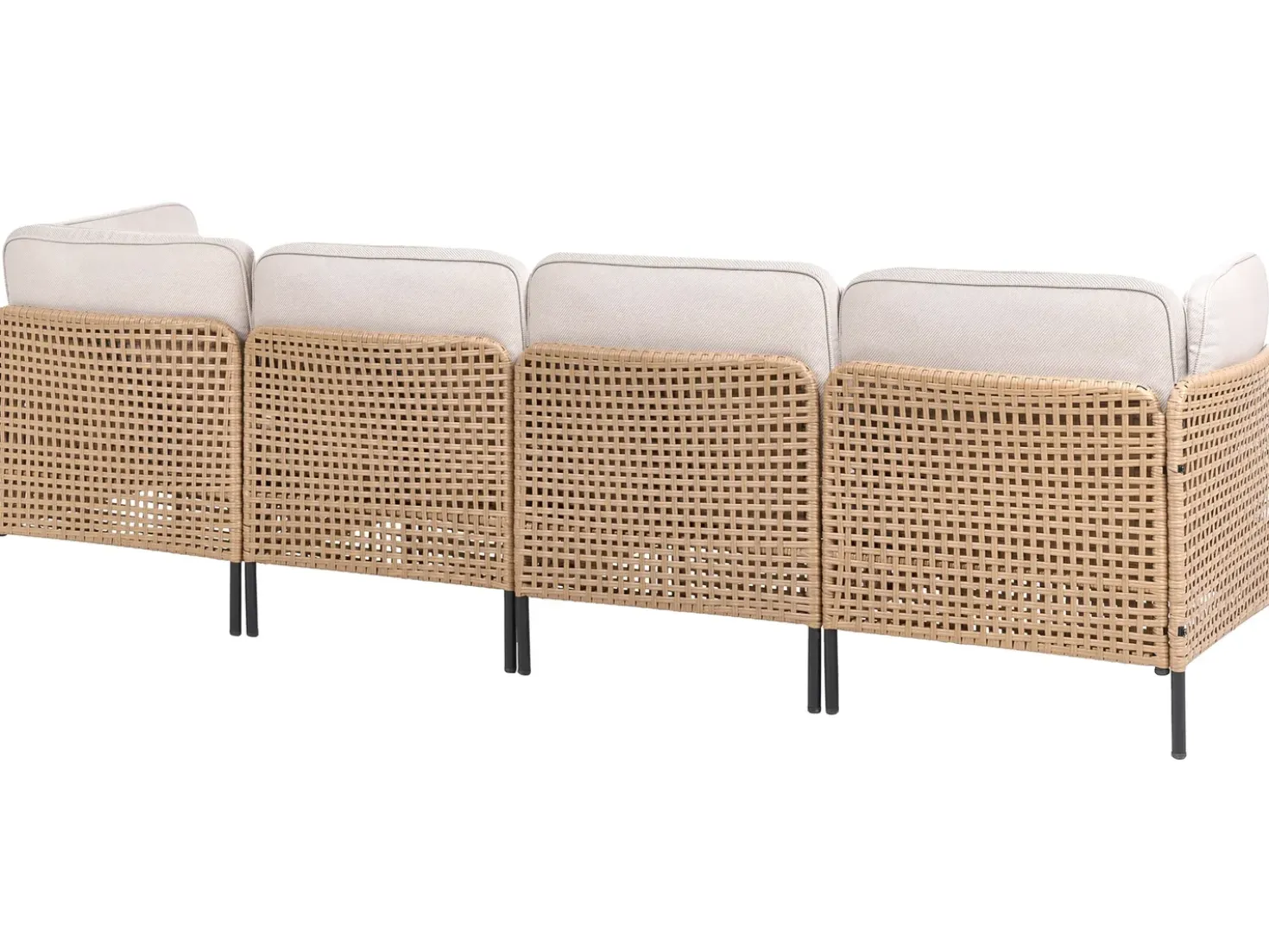 Divano da giardino con tavolo 4 posti OMEGANA Modulare Rattan sintetico (PE) Beige chiaro