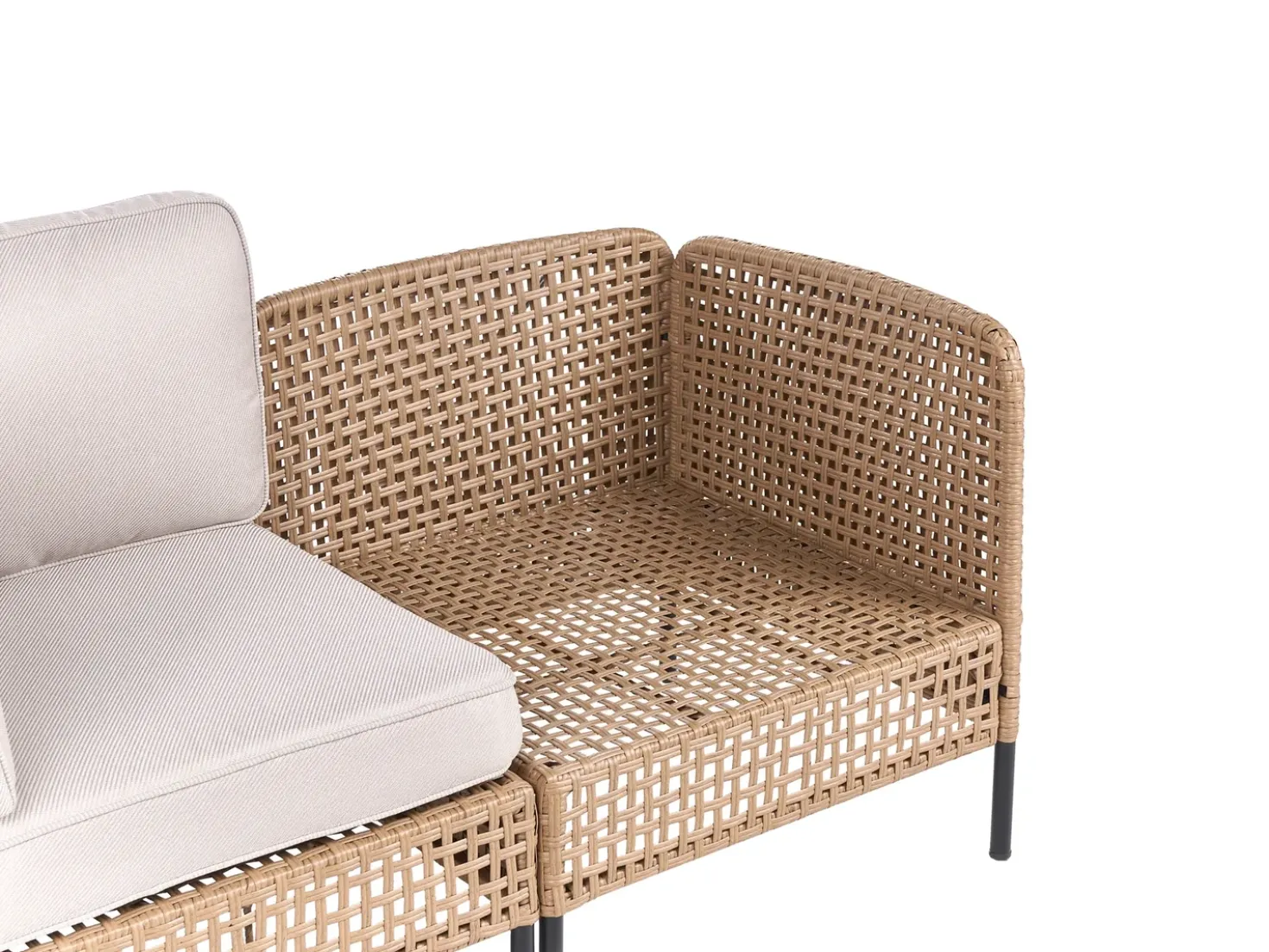Divano da giardino con tavolo 4 posti OMEGANA Modulare Rattan sintetico (PE) Beige chiaro