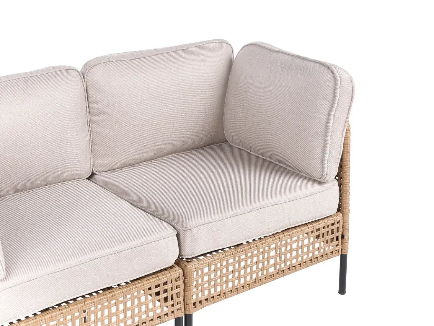 Divano da giardino con tavolo 4 posti OMEGANA Modulare Rattan sintetico (PE) Beige chiaro