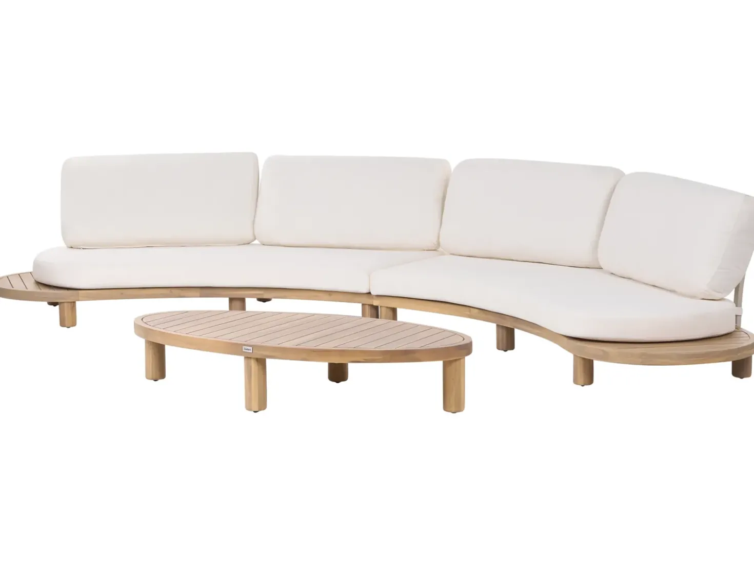 Divano da giardino con tavolo 4 posti NUMANA Legno d'acacia Bianco sporco