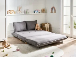 Divano letto 2 posti ABISKO Lino sintetico Grigio scuro