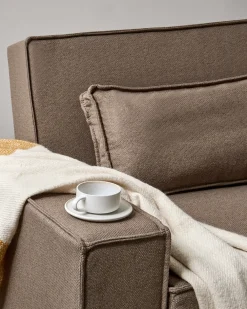 Divano letto 3 posti AROLE Tessuto Marrone