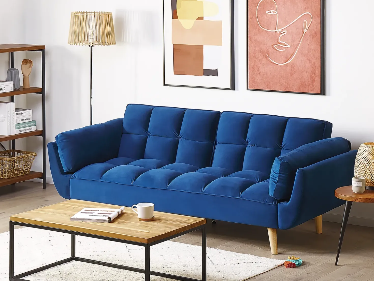 Divano letto 3 posti ASBY Velluto Blu marino