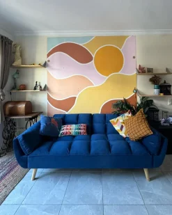 Divano letto 3 posti ASBY Velluto Blu marino