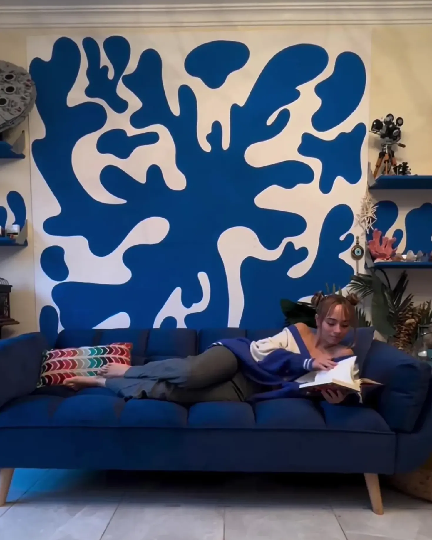Divano letto 3 posti ASBY Velluto Blu marino