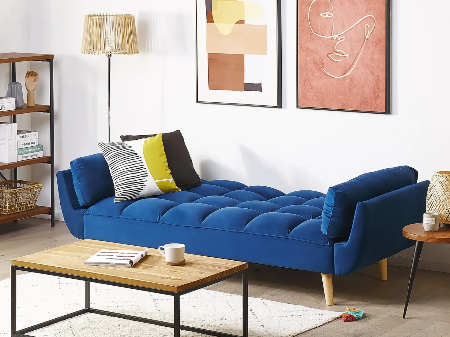 Divano letto 3 posti ASBY Velluto Blu marino