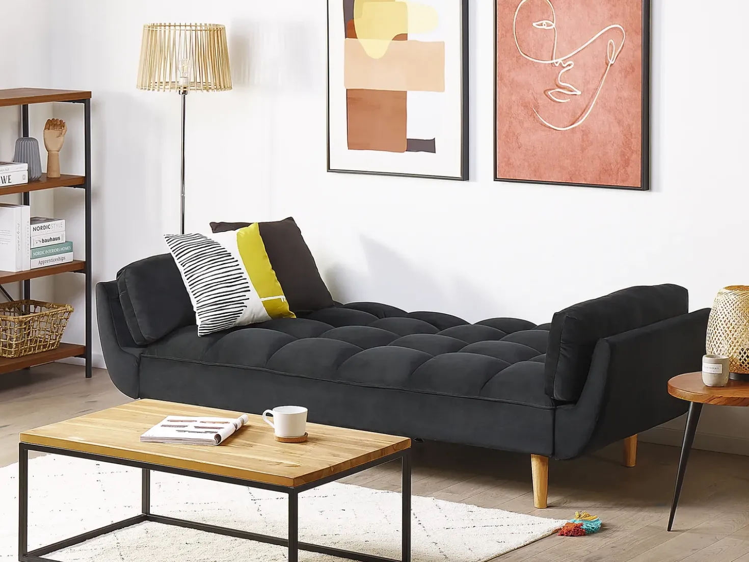 Divano letto 3 posti ASBY Velluto Nero