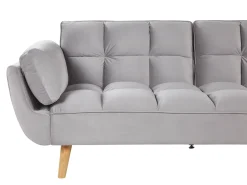 Divano letto 3 posti ASBY Velluto Grigio chiaro