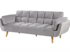 Divano letto 3 posti ASBY Velluto Grigio chiaro