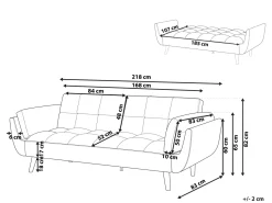 Divano letto 3 posti ASBY Velluto Grigio chiaro