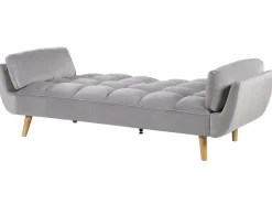 Divano letto 3 posti ASBY Velluto Grigio chiaro