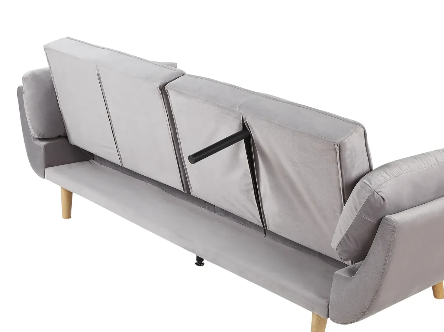 Divano letto 3 posti ASBY Velluto Grigio chiaro
