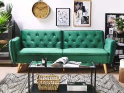 Divano letto 2 posti BARDU Velluto Verde scuro
