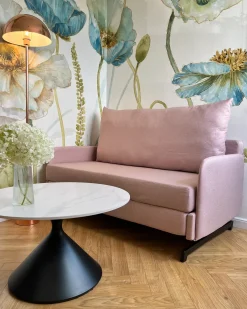 Divano letto 2 posti BELFAST Tessuto Rosa