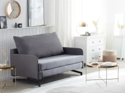 Divano letto 2 posti BELFAST Tessuto Grigio