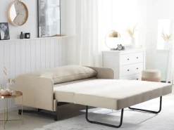 Divano letto 2 posti BELFAST Tessuto Beige