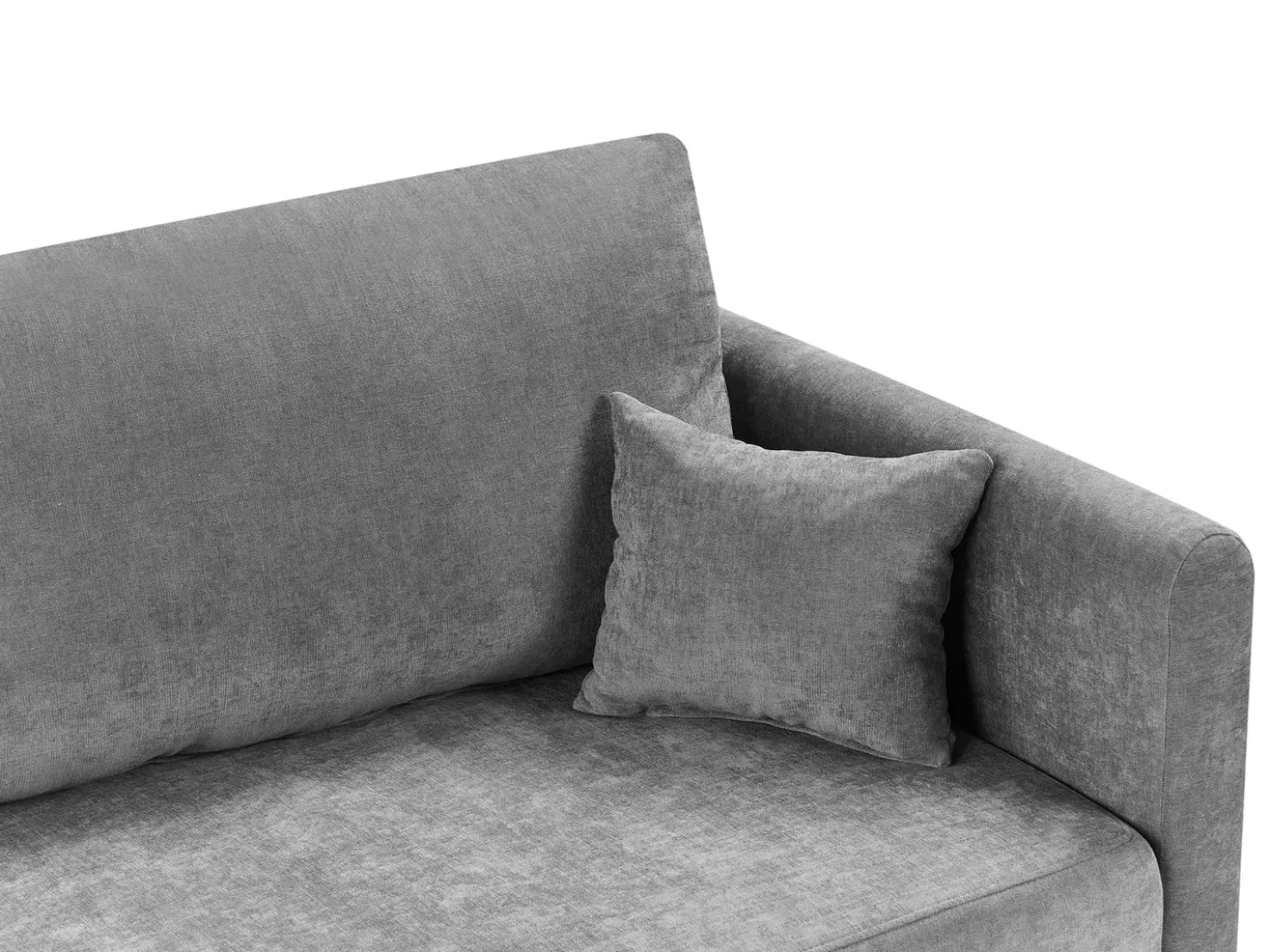 Divano letto 3 posti BLEIK Ciniglia Grigio chiaro con contenitore