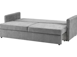 Divano letto 3 posti BLEIK Ciniglia Grigio chiaro con contenitore
