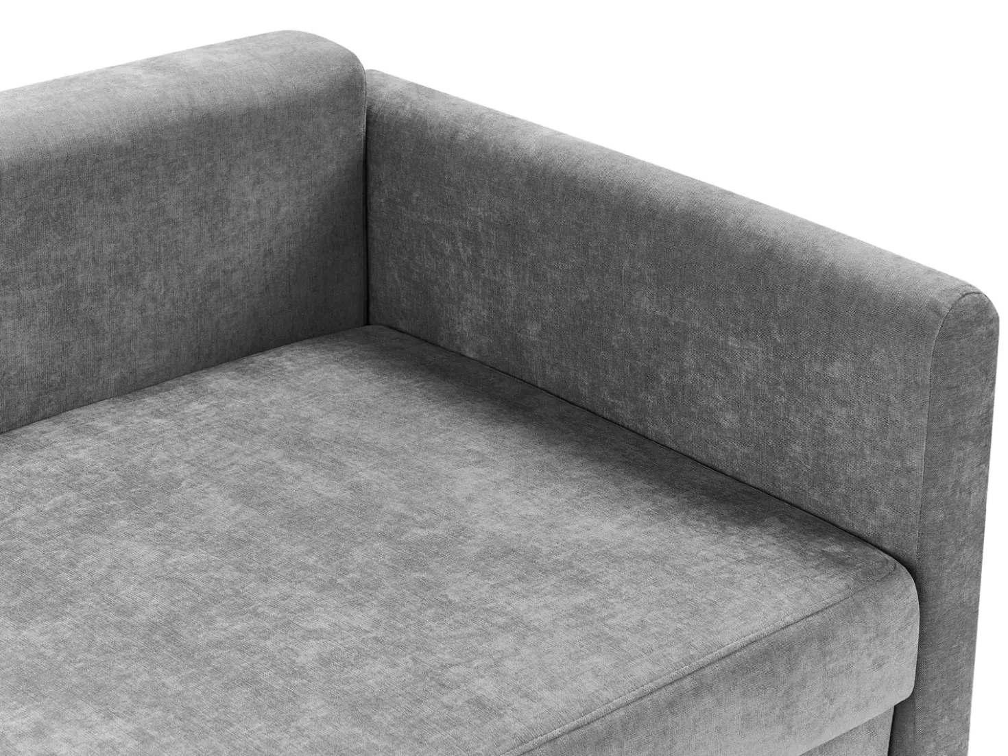 Divano letto 3 posti BLEIK Ciniglia Grigio chiaro con contenitore
