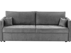 Divano letto 3 posti BLEIK Ciniglia Grigio chiaro con contenitore