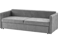 Divano letto 3 posti BLEIK Ciniglia Grigio chiaro con contenitore