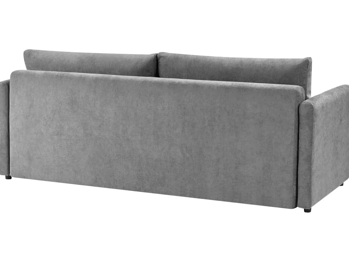 Divano letto 3 posti BLEIK Ciniglia Grigio chiaro con contenitore