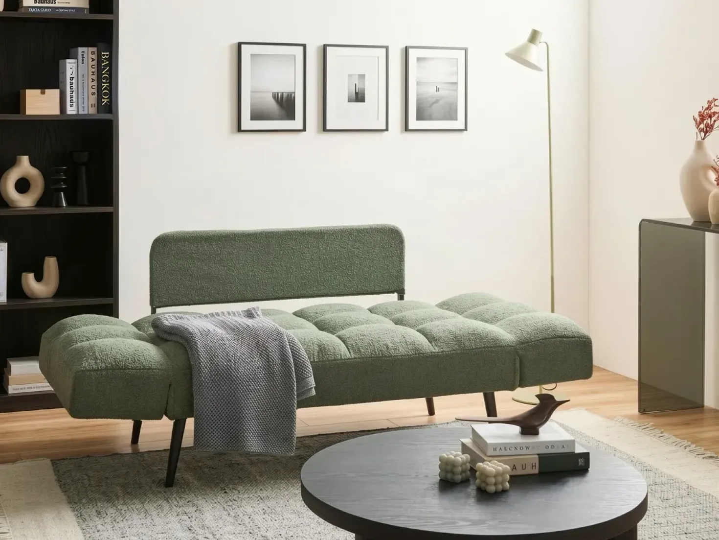 Divano letto 2 posti BREKKE Bouclé Verde