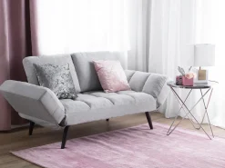Divano letto 2 posti BREKKE Tessuto Grigio chiaro