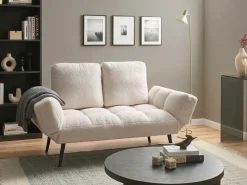 Divano letto 2 posti BREKKE Bouclé Bianco sporco