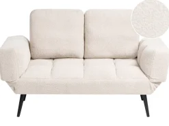 Divano letto 2 posti BREKKE Bouclé Bianco sporco