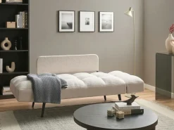 Divano letto 2 posti BREKKE Bouclé Bianco sporco