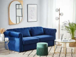 Divano letto 3 posti CHESTERFIELD Velluto Blu