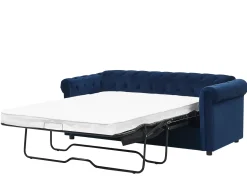 Divano letto 3 posti CHESTERFIELD Velluto Blu
