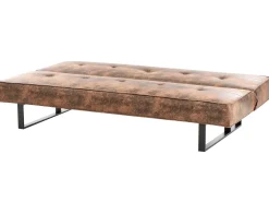 Divano letto 3 posti DERBY Pelle sintetica Marrone dorato