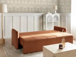 Divano letto 3 posti EGGE Velluto Marrone dorato