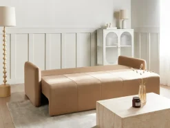 Divano letto 3 posti EGGE Velluto Marrone chiaro