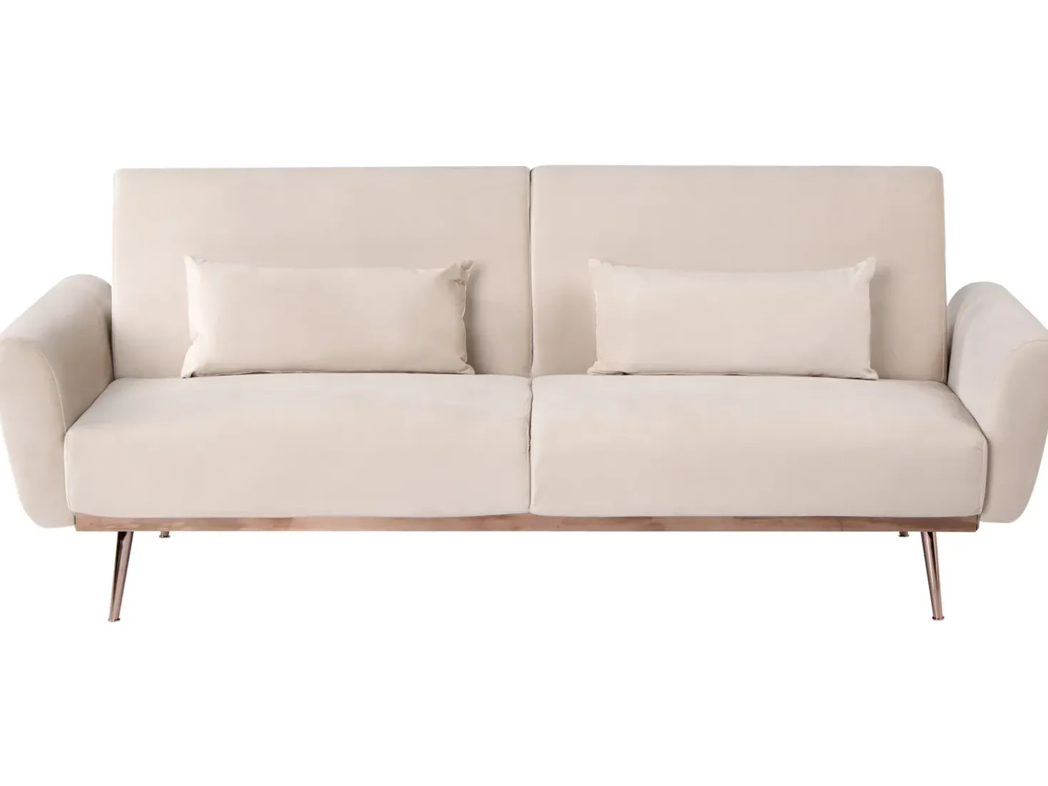 Divano letto 3 posti EINA Velluto Beige chiaro