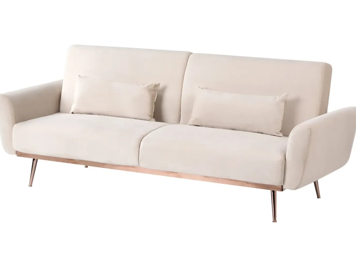 Divano letto 3 posti EINA Velluto Beige chiaro