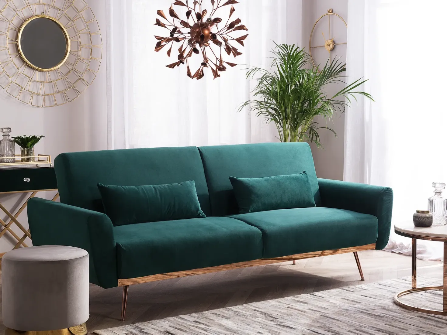 Divano letto 3 posti EINA Velluto Verde smeraldo