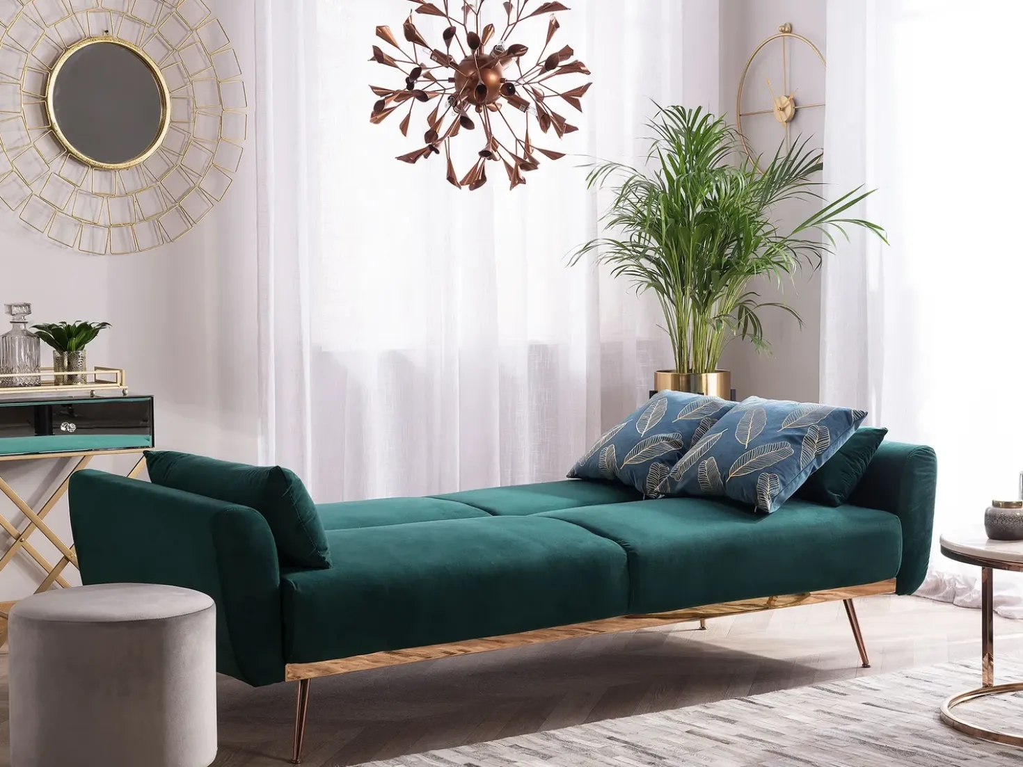 Divano letto 3 posti EINA Velluto Verde smeraldo