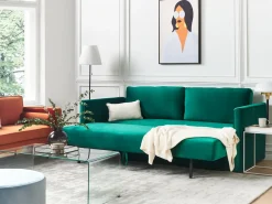 Divano letto 3 posti EKSJO Velluto Verde smeraldo con contenitore