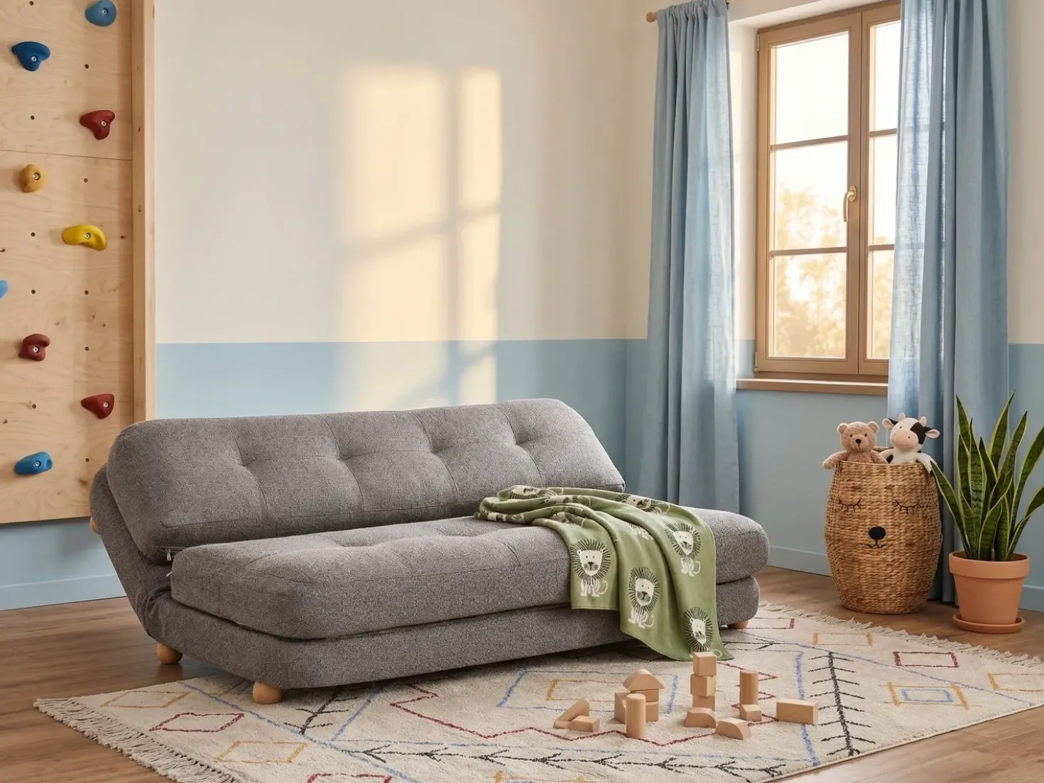Divano letto 2 posti ESBJERG Lino sintetico Grigio scuro
