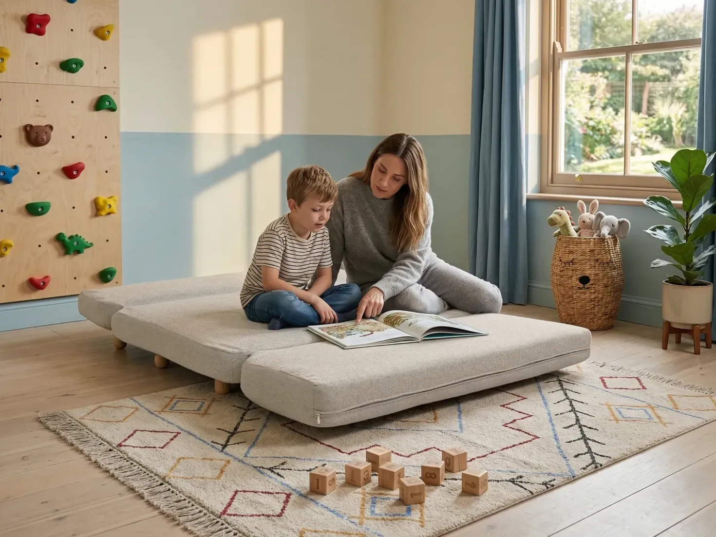 Divano letto 2 posti ESBJERG Lino sintetico Beige