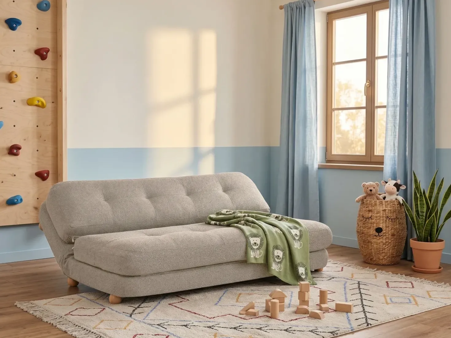 Divano letto 2 posti ESBJERG Lino sintetico Beige