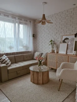 Divano letto 3 posti FALSTER Tessuto Beige con contenitore