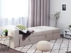 Divano letto 3 posti FALSTER Tessuto Beige con contenitore